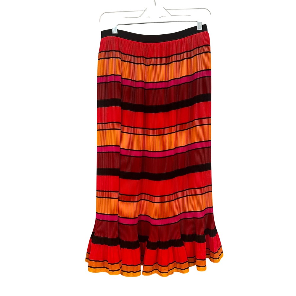 J. Crew Straight Pleat Skirt Multistripe Women's 2‎ Orange Career Preppy Classic - Picture 6 of 11